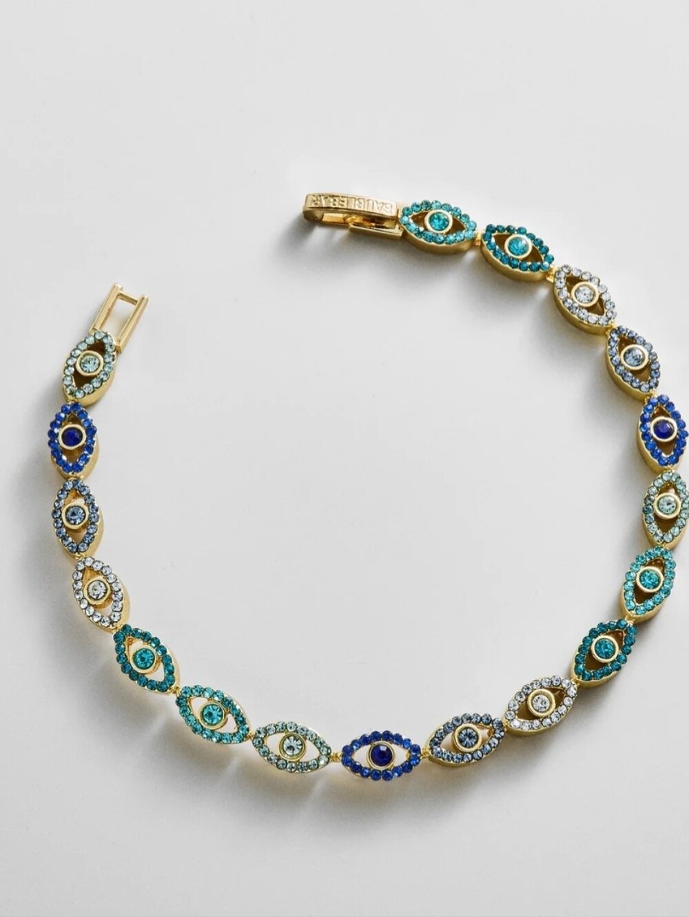 Baublebar Evil Eye Tennis Bracelet Gold/Blue Sz 7.15. NWT